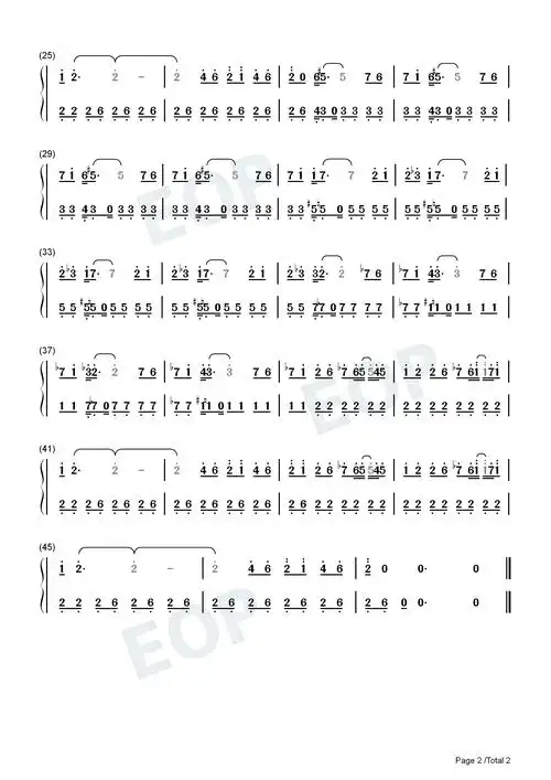 魂斗罗第五关背景音乐双手简谱预览2