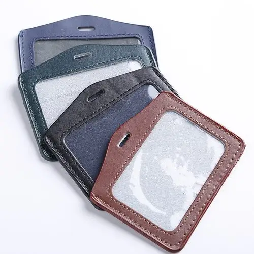 真皮工作证定制卡套 卡套牛皮证件卡夹 厂家直销厂牌胸卡套批发