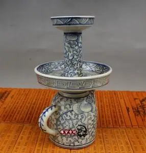 250人付款天猫景德镇陶瓷青花瓷蜡烛台套装中式风格瓷器摆件三足香炉