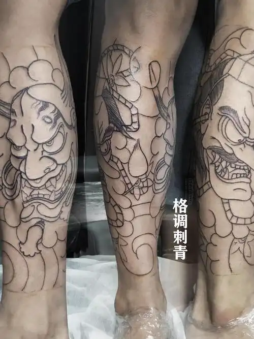 老传统包小腿线条_纹身图案手稿图片_格调的纹身作品集