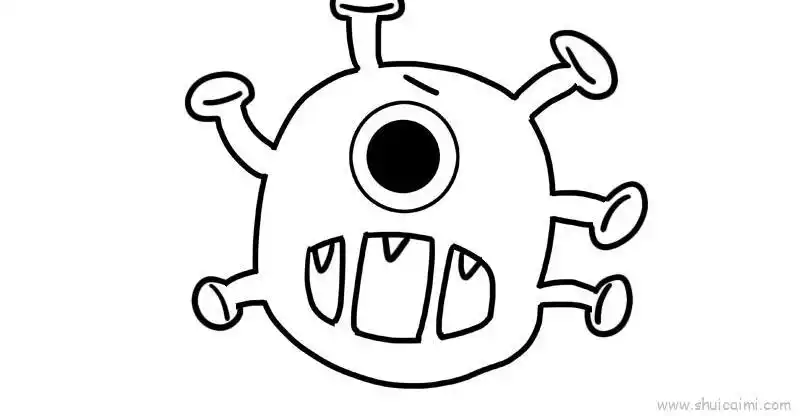 病毒教程简笔画的画法图解分享到这里,查找更多新型冠状病毒简笔画