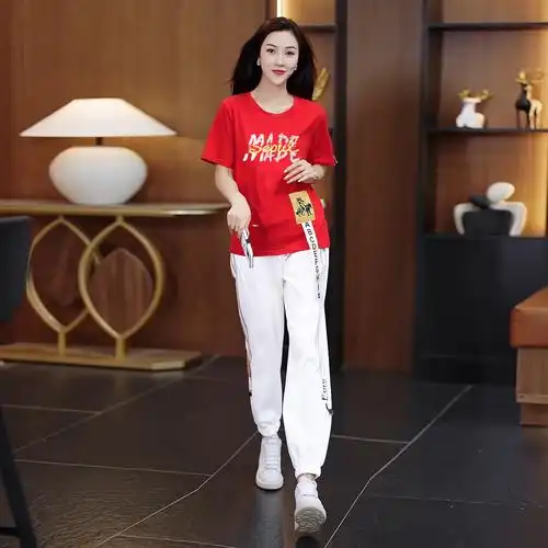 杨丽萍广场舞服装2023新款夏季宽松短袖大码跳舞衣运动休闲套装