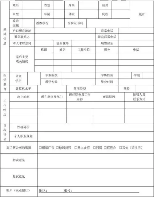 应聘登记表(修改)