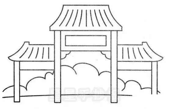 宝墨园牌坊简笔画
