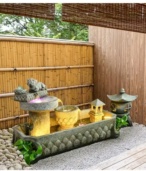 假山喷泉流水摆件循环水系景观阳台鱼池造景庭院室内玄关水景装饰 h24