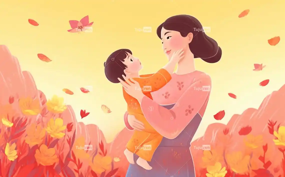 开心母亲节卡通母亲节康乃馨康乃馨创意设计下载