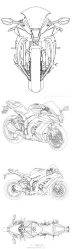 自制素材----2011-2013 kawasaki zx-10r 线条稿 可供设计用