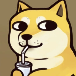 谁能找到这张图右侧这个神烦狗doge喝果汁的卡通头像!