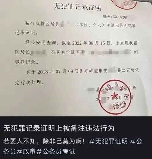 戴向宇发无犯罪记录证明