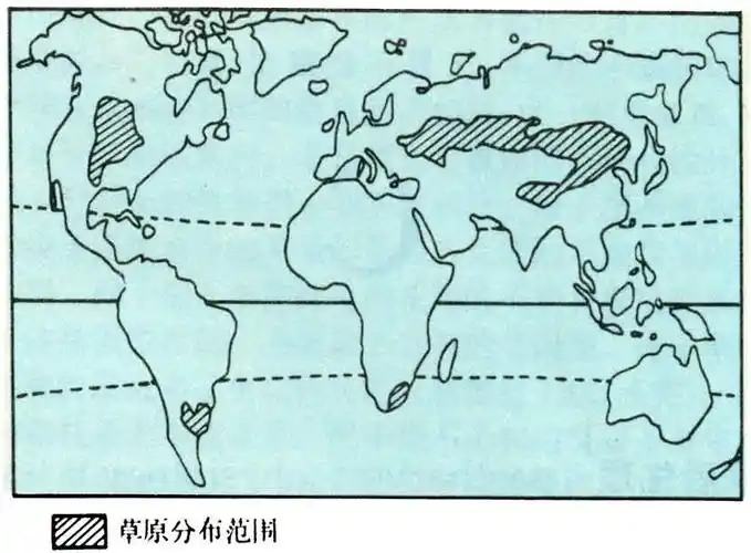 地球上面积最大的草原分布在欧亚大陆,其次在北美,此外见于南美的