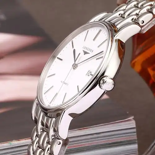 浪琴longines瑰丽系列钢带简洁表盘自动机械男士手表机械表男l