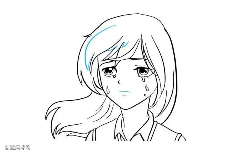 动漫版哭泣的小女孩怎么画