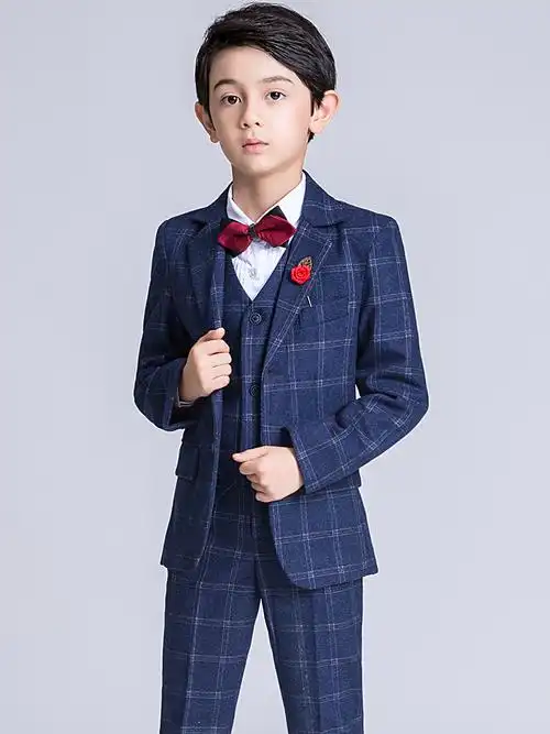 儿童西装花童礼服男中大童表演服走秀男童小西服主持人小孩英伦风
