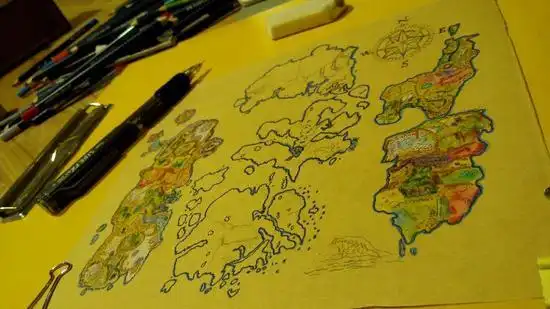 魔兽玩家彩铅手绘艾泽拉斯地图两个世界的旅行