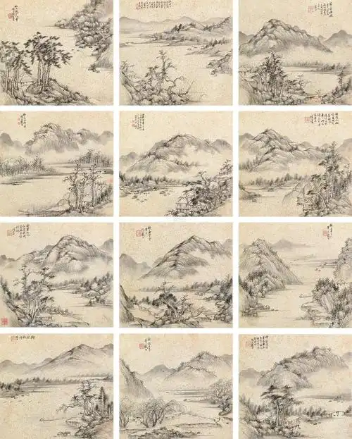 *0527 拟古山水 册页 (十二开) 纸本