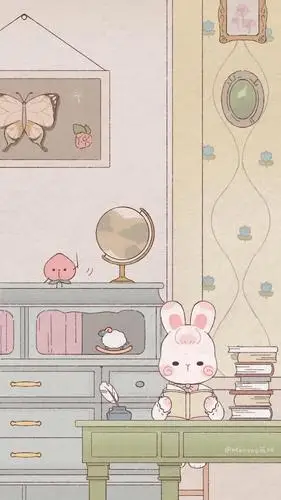 一组森系手绘壁纸,可爱治愈兔兔