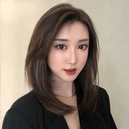 假发女中长发真人发时尚气质八字刘海内扣锁骨发修颜减龄整顶头套