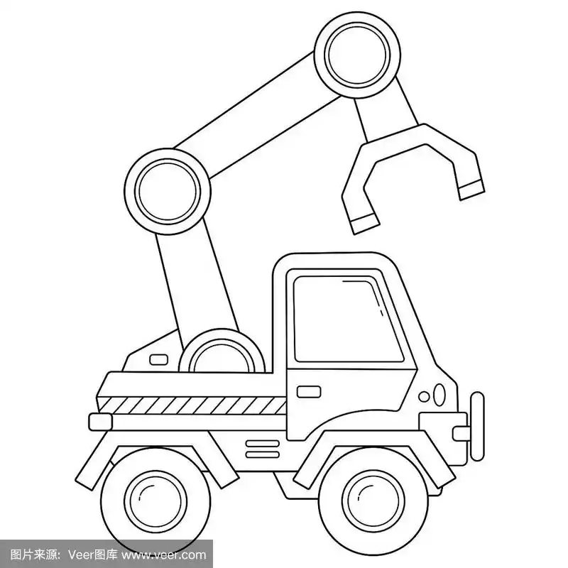 卡通装载机或起重车的涂色页轮廓.施工车辆.儿童涂色书.