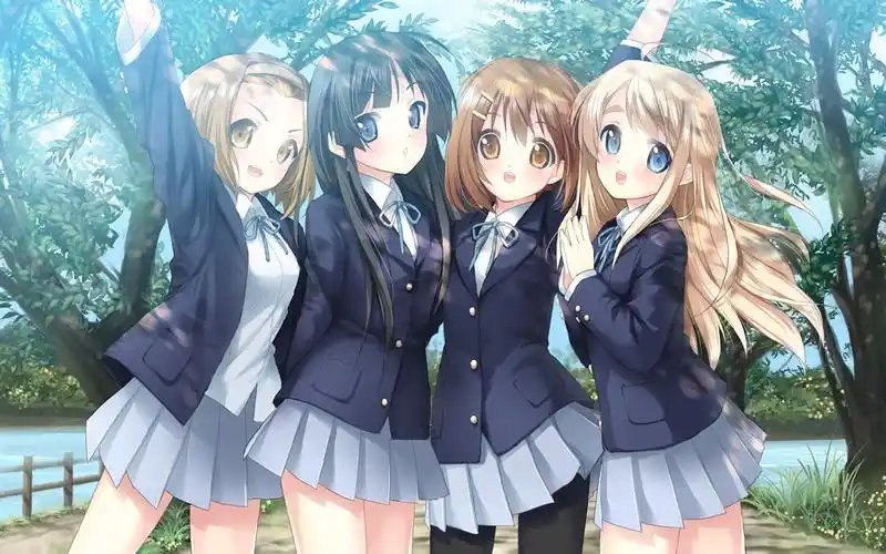 求几张图片,图片里是许多动漫里的女生在一起的图,要高清的.