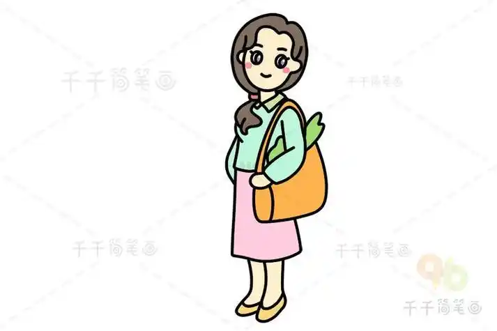 画妈妈简笔画最漂亮彩色全身