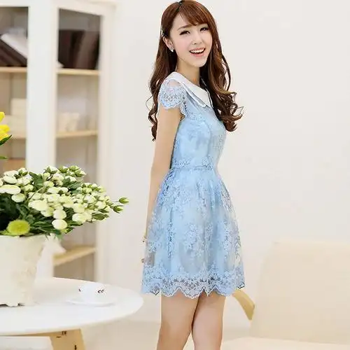 斯蔓轩 夏装女装连衣裙女士裙子夏季裙装休闲时尚气质女裙 m 蓝色