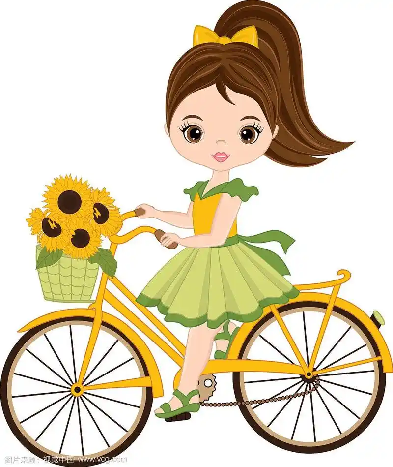 可爱的小女孩骑自行车