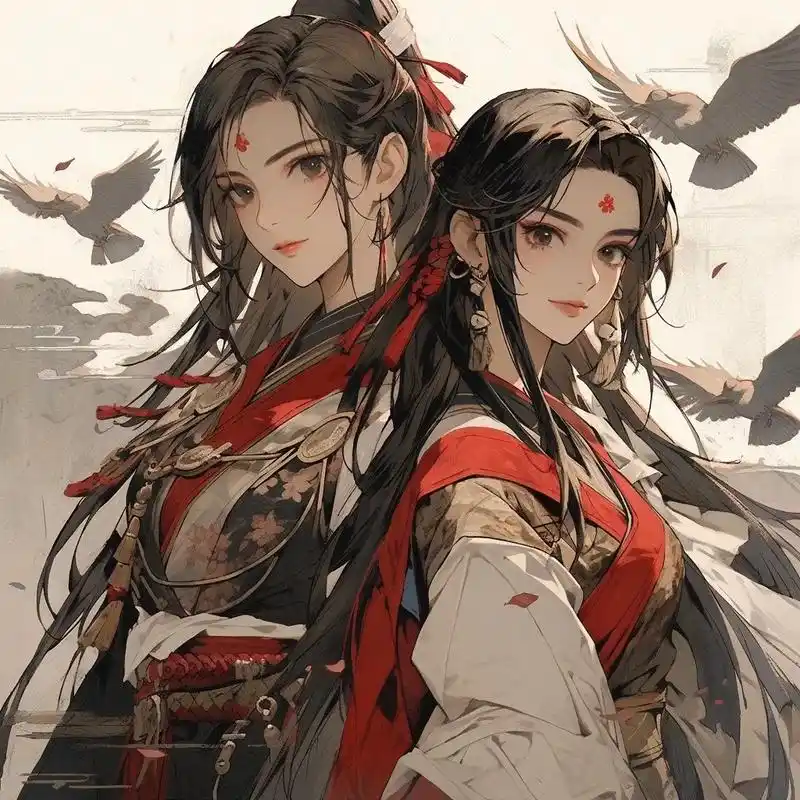 双生姐妹.#古风头像 #绝美古风 #midjourney - 抖音