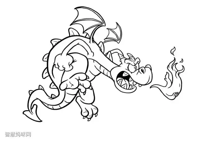 可爱会喷火的恐龙的简笔画