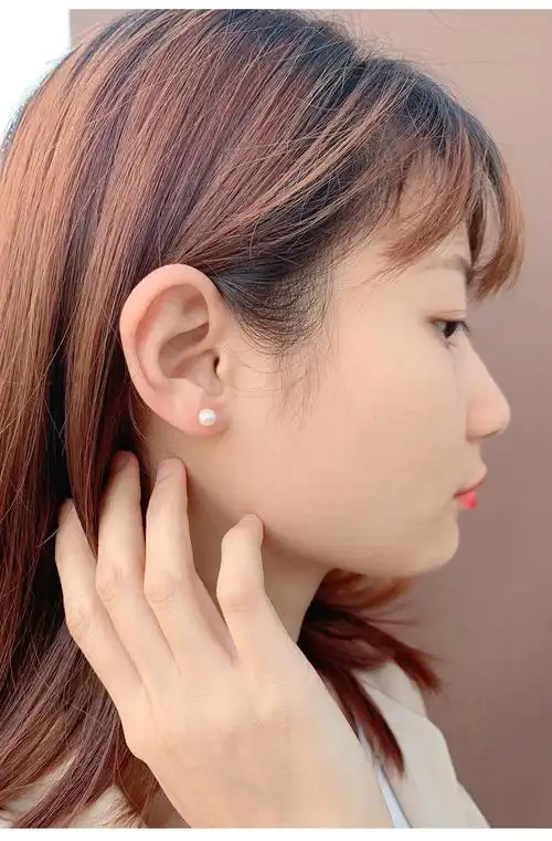 南熙 海水珍珠耳钉18k小金球两戴耳环气质简约百搭女款强光日本akoya