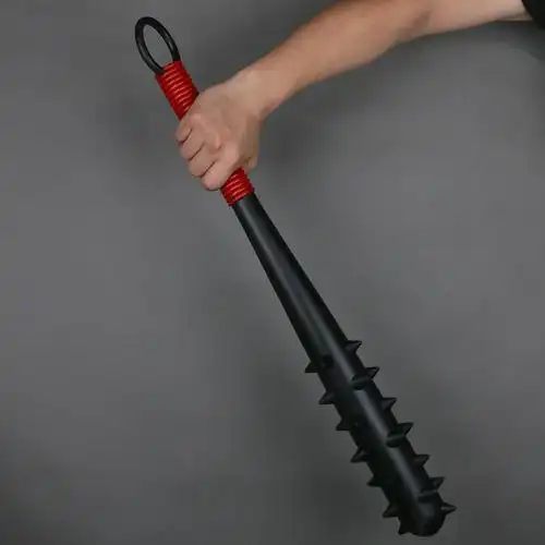 新品万圣节狼牙棒武器橡胶pu兵器斧头锤子黑色健身演出道具