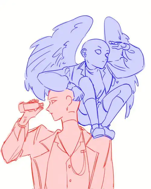 最佳拍档双人线稿模板