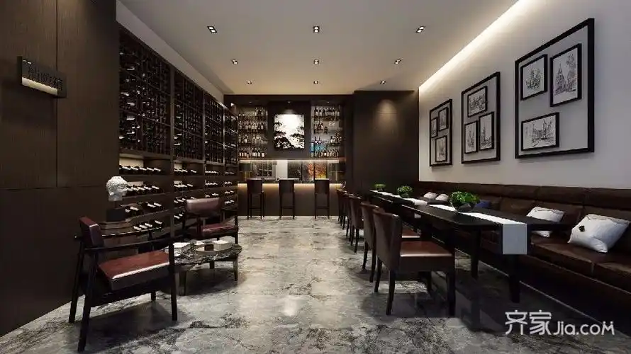 1400后现代商铺装修装修效果图,红酒会所装修案例效果图-齐家装修网