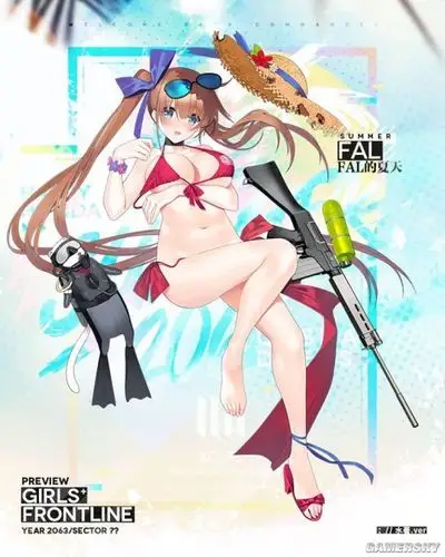 少女前线fal泳装立绘 fal泳装大破立绘