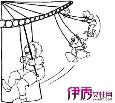 游乐园里会旋转的儿童玩具简笔画