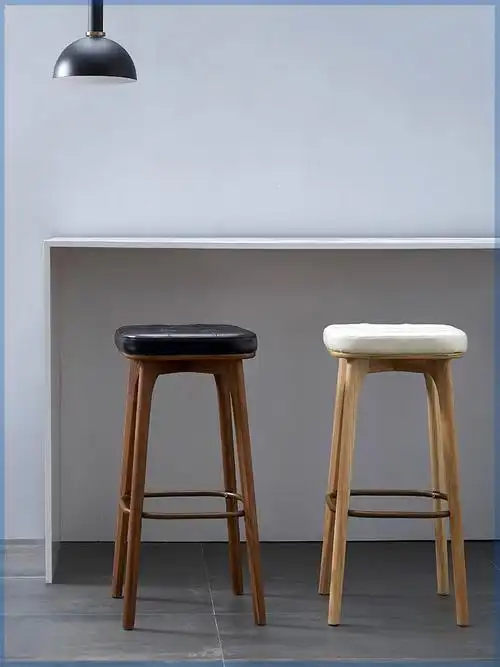 北欧凳实木简约现代靠背轻奢意式吧椅吧家用美式复古高脚凳吧台椅