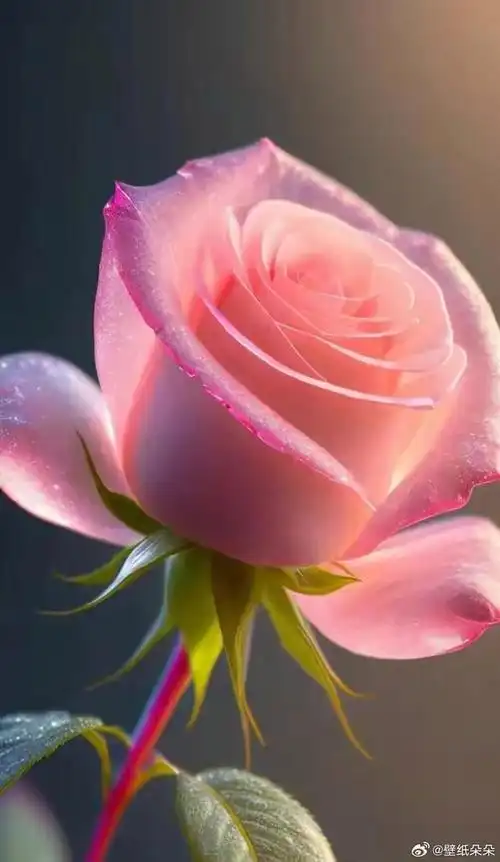 晶莹剔透粉色玫瑰花壁纸