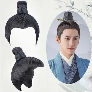 古装汉服男士假发公子书生造型演出表演短发假发套唐朝明朝发髻盘2人