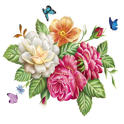 手绘花朵卫生间墙贴画自粘防水遮丑浴室瓷砖玻璃门柜子贴纸装饰