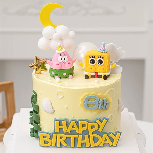 儿童章鱼哥胖子黄胖子宝贝摆件蛋糕生日宝宝卡通节日装扮用品