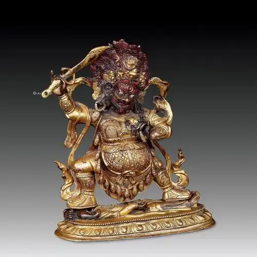 0608清铜鎏金大威德金刚佛像一件