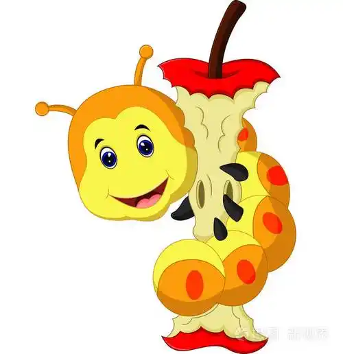 毛毛虫吃苹果卡通