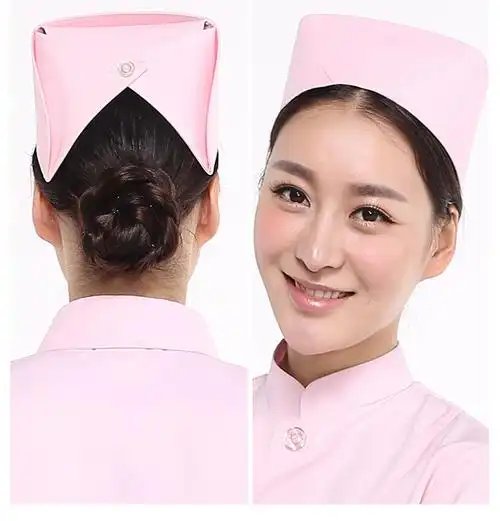 医生白色粉色浅蓝色浅绿色加厚涤卡燕尾带杠护理部主任美容护士帽