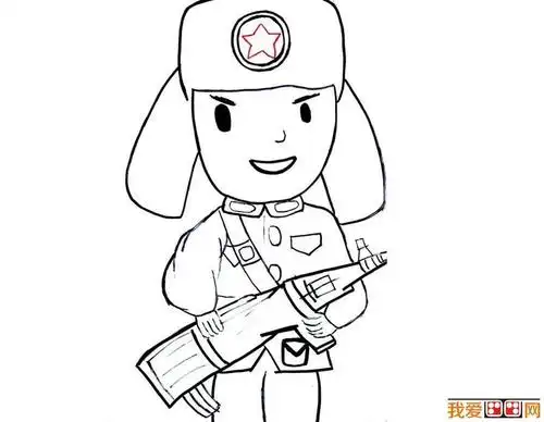 雷锋简笔画作品:战士