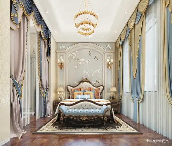 窗帘卧室欧式豪华580m05别墅豪宅设计图片赏析--土巴兔装修效果图