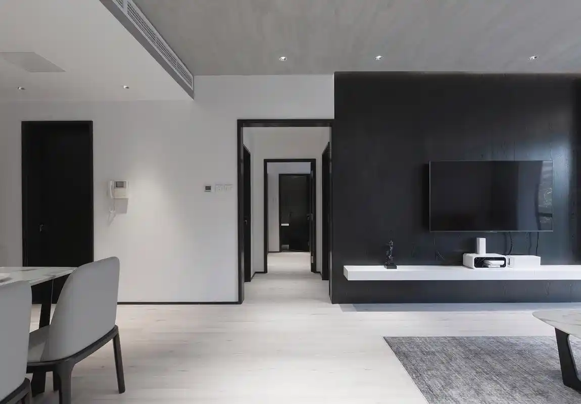 现代简约黑白灰客厅装修效果图