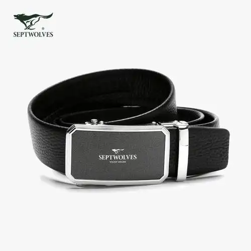 七匹狼皮带商务男士休闲潮流头层牛皮真皮自动扣带头正品腰带