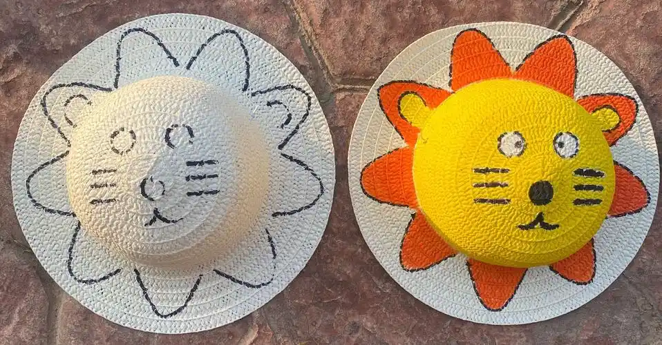 大童成人绘画草帽儿童地摊35cm涂鸦草帽diy地摊货源手工制作材料