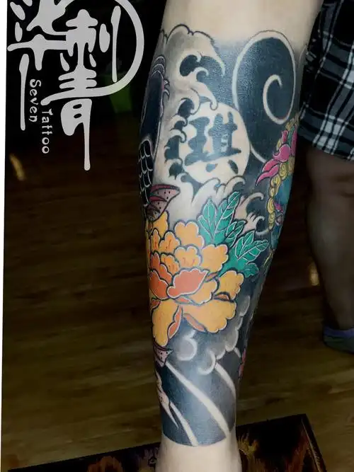 老传统·包小腿_纹身图案手稿图片_赵华南的纹身作品集