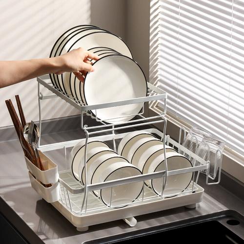 川岛屋碗碟收纳架沥水碗盘架双层厨房放碗筷盘子置物架沥水篮碗架