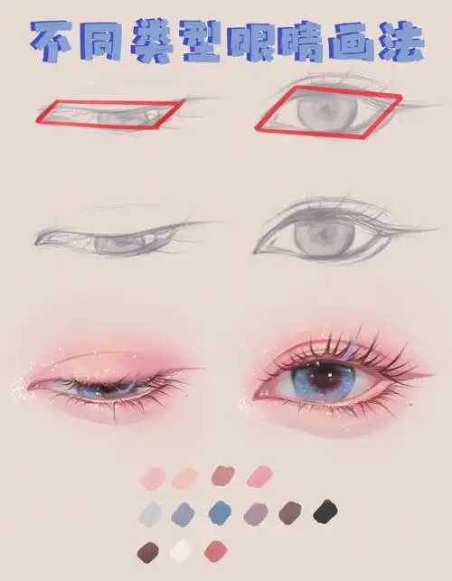不同类型眼睛画法附笔刷色卡